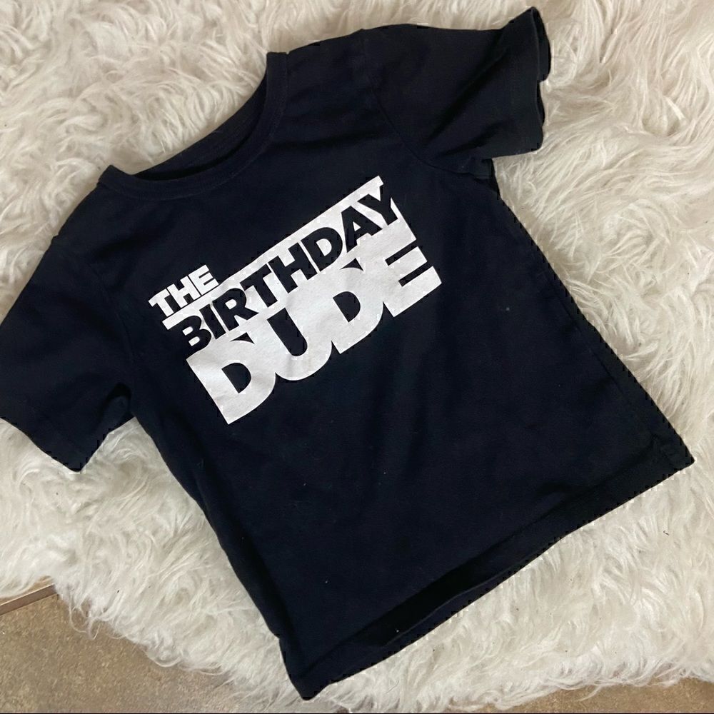 The birthday dude toddler black short sleeve shirt / tee 2T